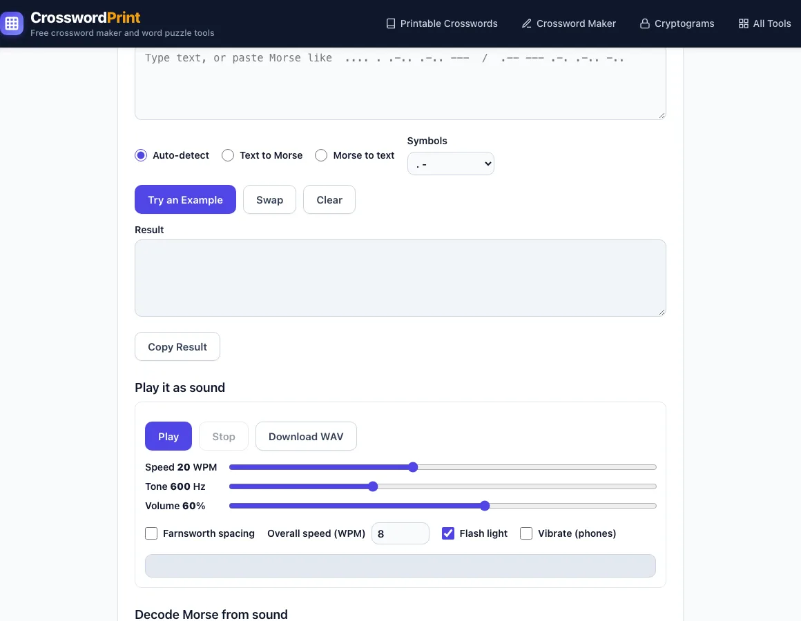 Morse code translator example