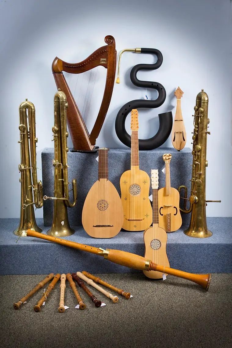 Some of the historical instruments that caught the public's eye after the birth of the early music revival.